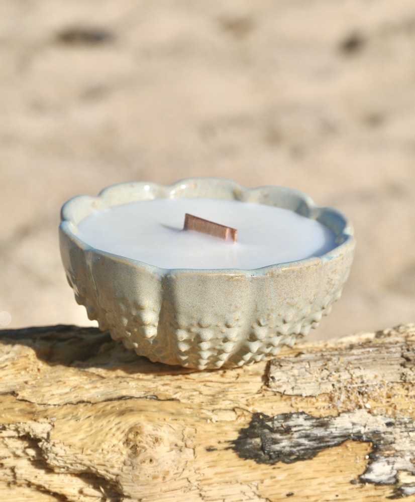 Bougie pot céramique | Coquillage sable