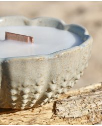 Bougie pot céramique | Coquillage sable